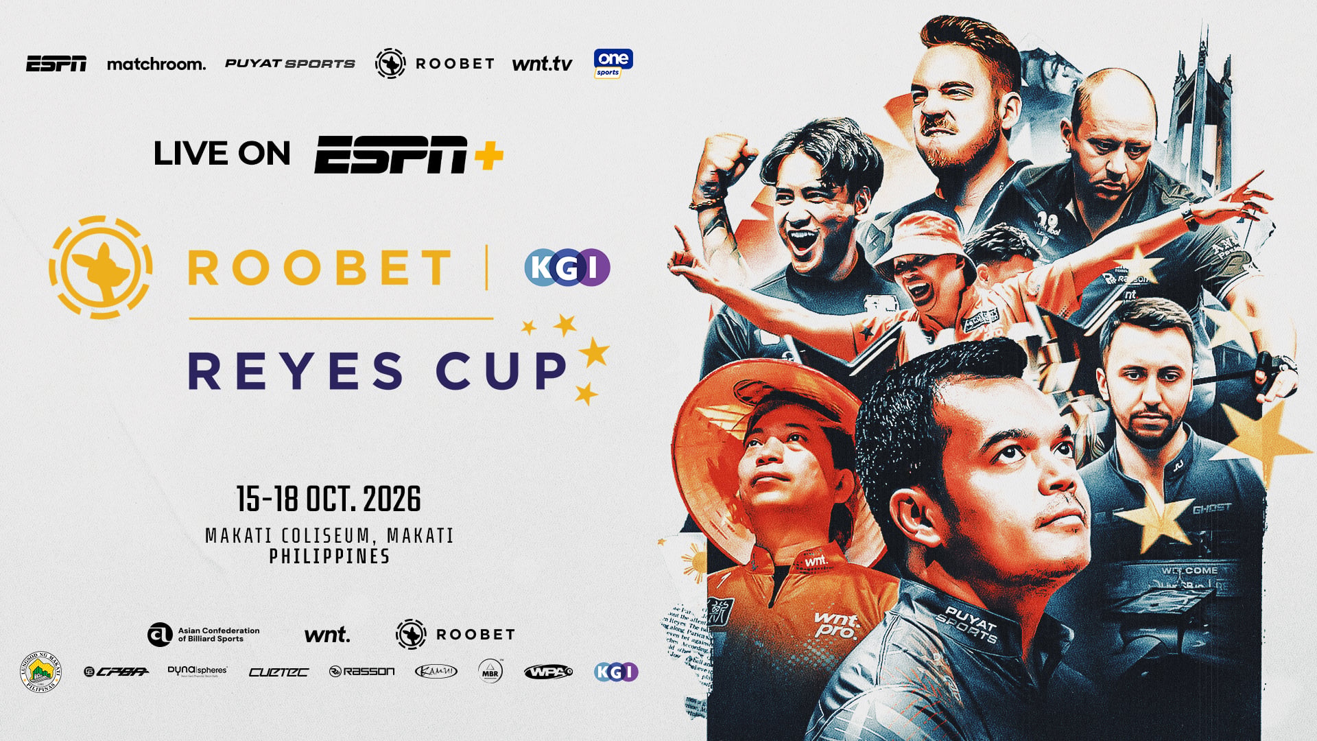 ESPN To Present 2026 Roobet Reyes Cup, 15-18 October
