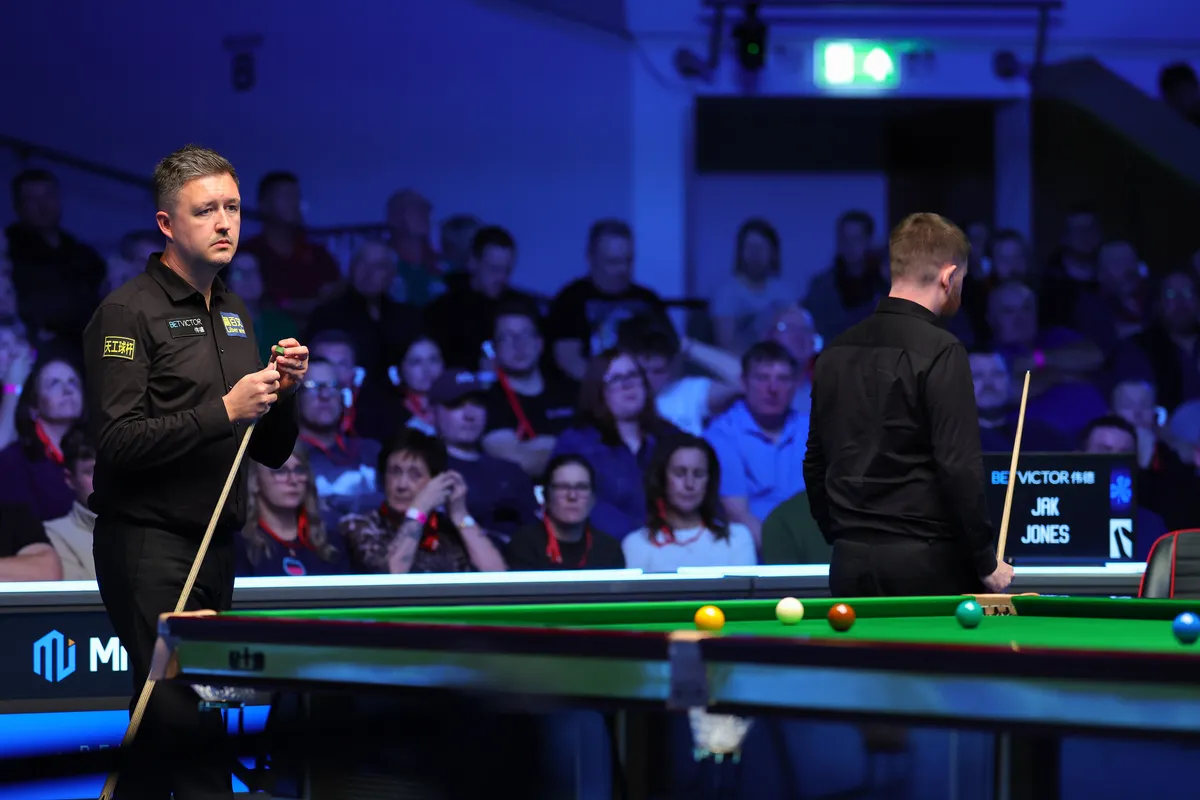 Wilson studies the table during the Northern Ireland Open final