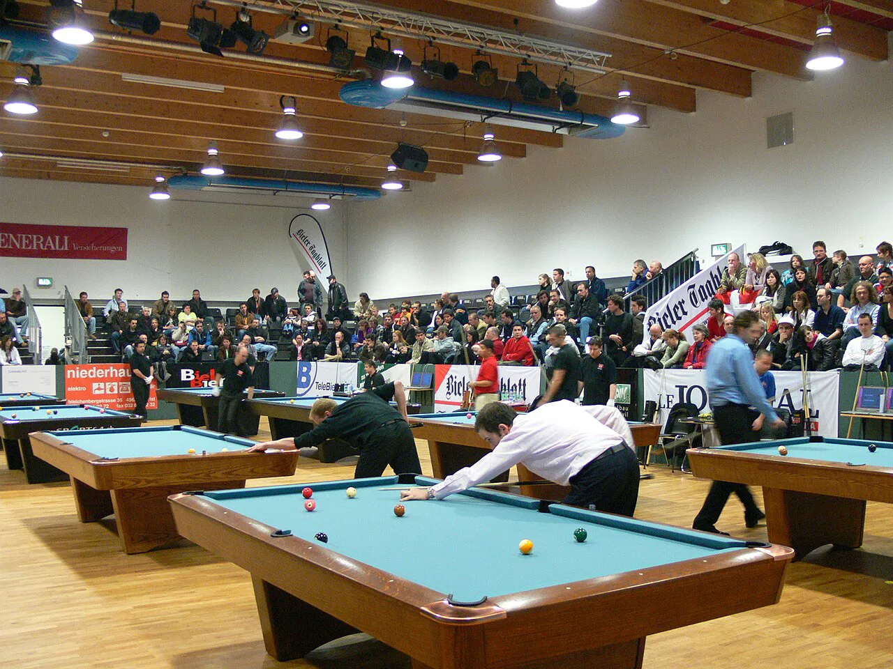 Bàn thi đấu tại giải 9-Ball Grand Prix Open, Le Pavillon, Biel