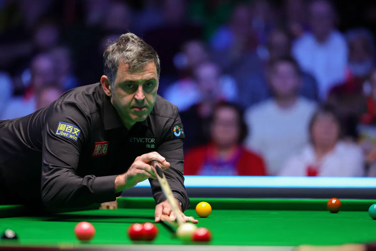 Ronnie O'Sullivan plays a shot at the Waterfront Hall