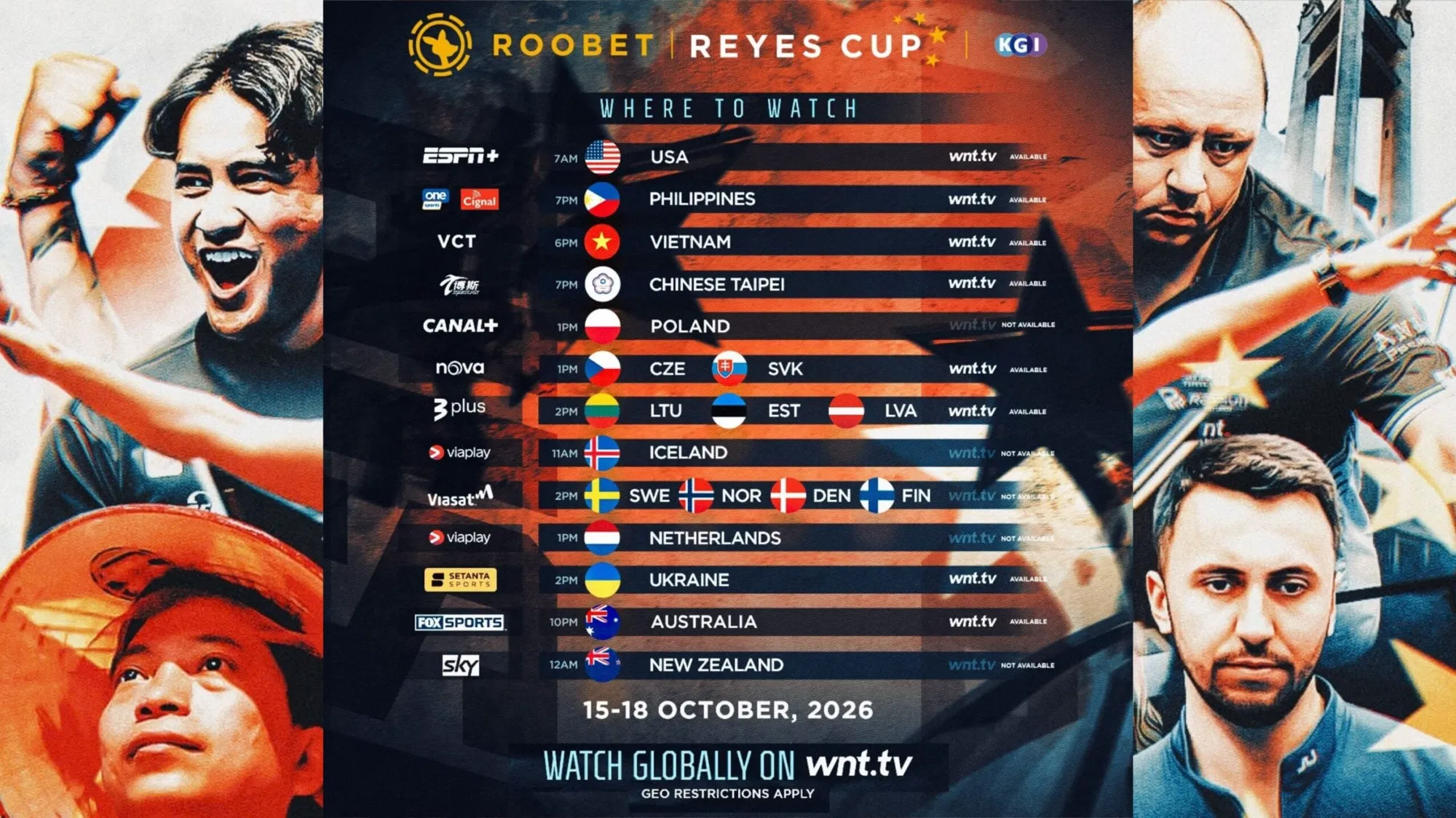 Where To Watch The 2026 Roobet Reyes Cup